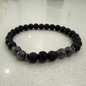Men's Shungite and Hematite Stretch Bracelet